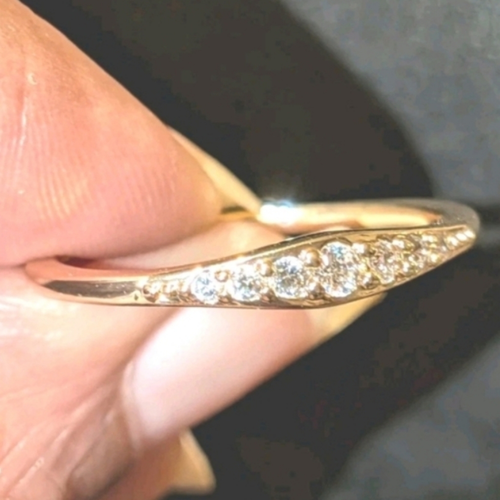 Danity 14k Gold Plated Round Cut Moissanite Womens Band Ring
